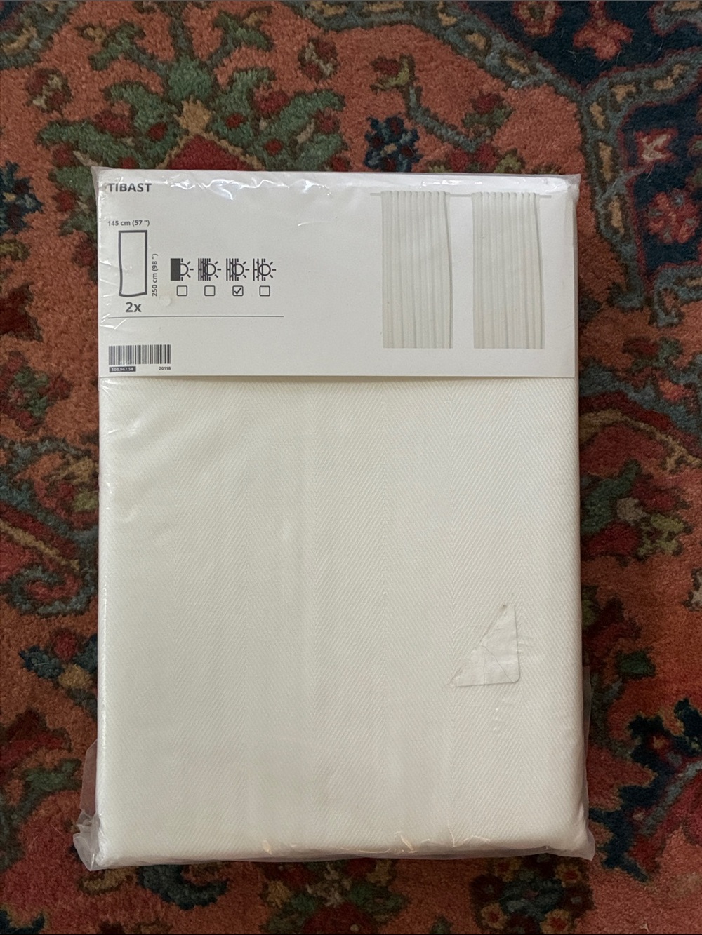 IKEA White Tibast Drapery Panel - Light-Filtering Window Curtain